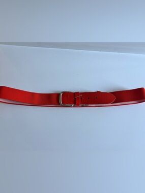 Vintage Red Elastic Belt Taiwan Made Leather Buckle Stretch Waist